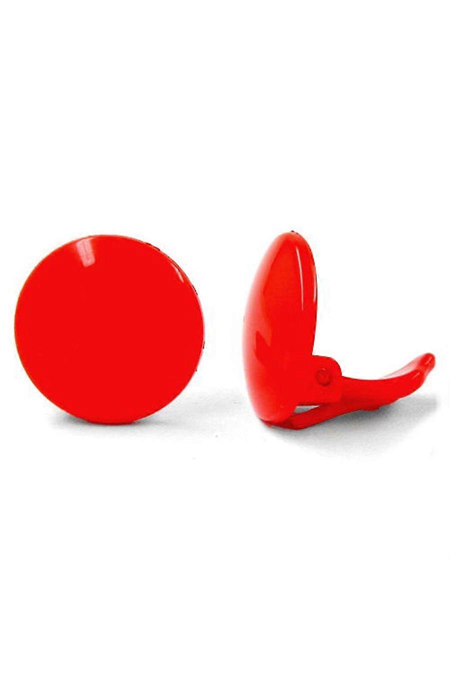 Clip-on Earring Round Red Plastic - Gl03167