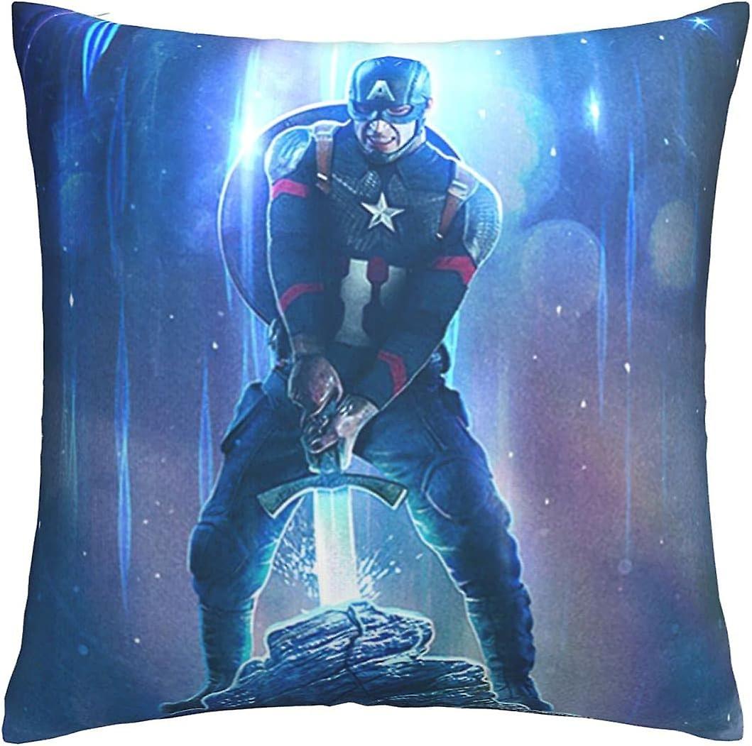 부드럽고 편안한 캡틴 아메리카 쿠션 커버 45 x 45cm 정사각형 쿠션 커버 (소파, 침실, 자동차, 야외 장식용) 18 x 18인치 양면 디자인