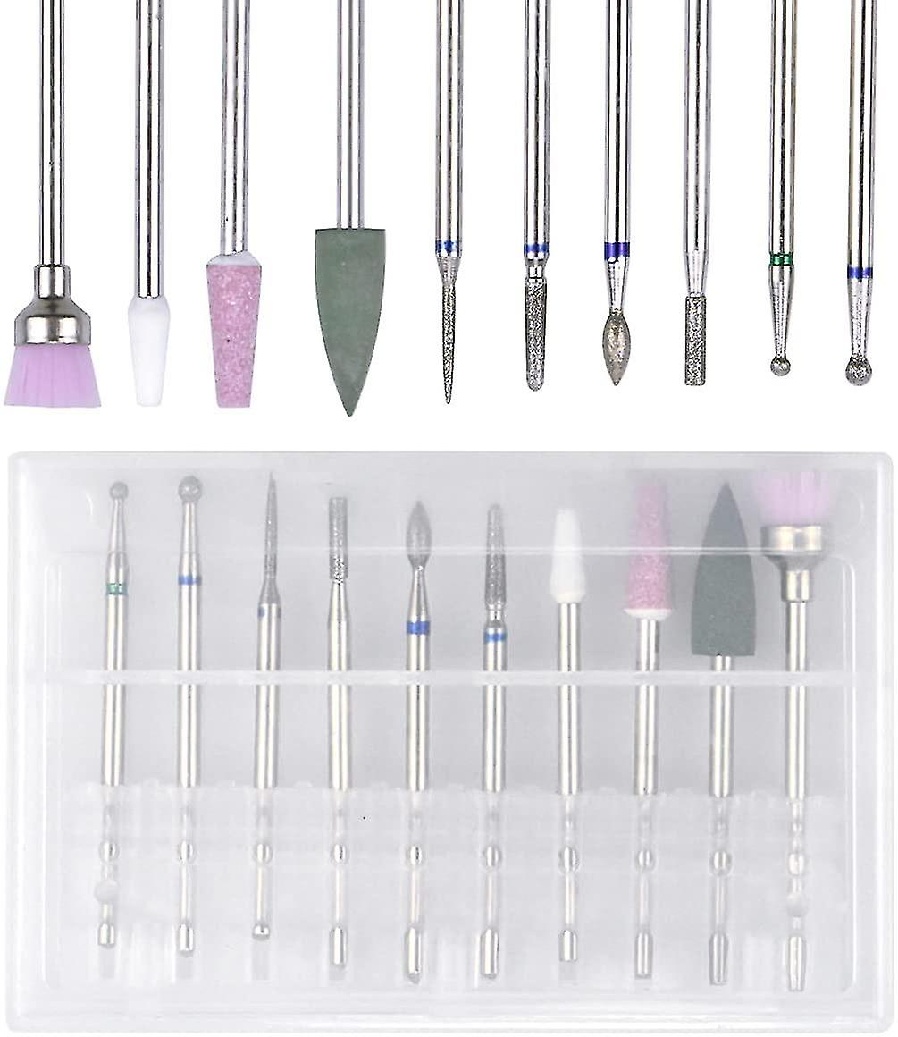 10 Pcs Nail Drill Bits Nail Drill Bits Ceramic Diamond Carbide Nail Drill Bits