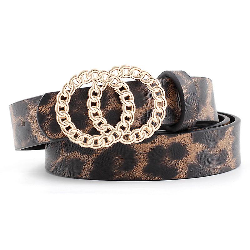 Women Belts Double G Belt Personalized Leopard Print Color Matching Versatile Wool Coat Decorative Jeans Belt