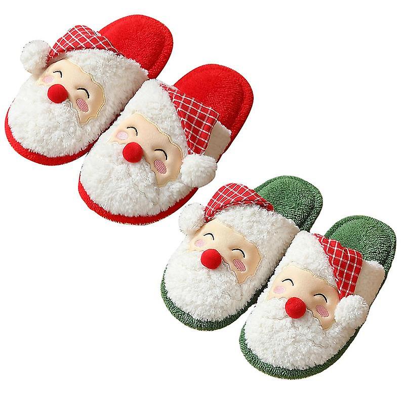 Cartoon Christmas Santa Claus Warm Slippers Winter Indoor Plush Slipper For Home Bedroom Cozy Casual Shoes Sizes Available