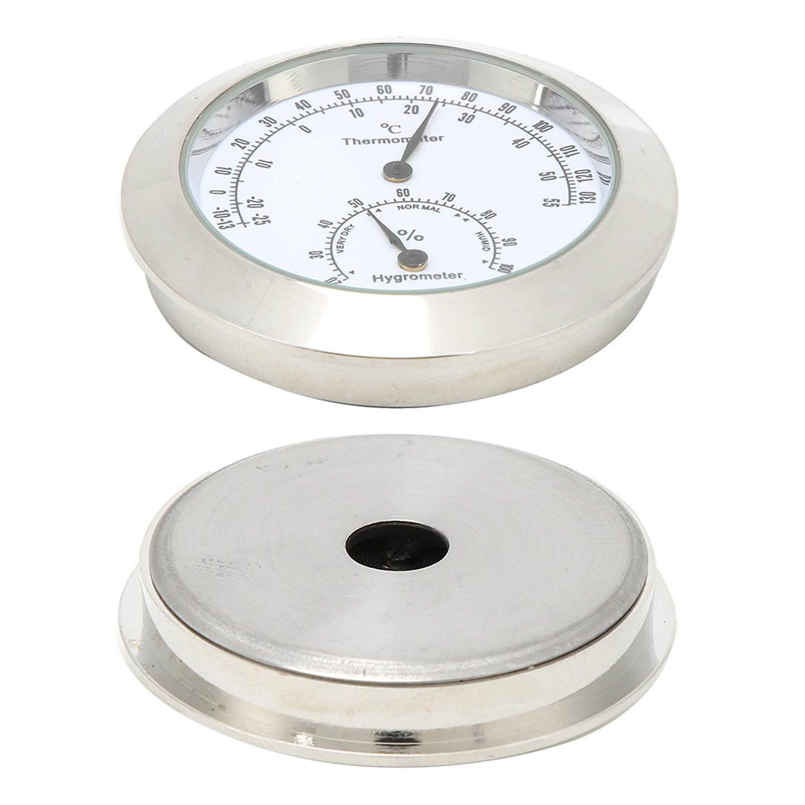 Round Thermometer Hygrometer for Violin Guitar Case 4.3cm Silver
