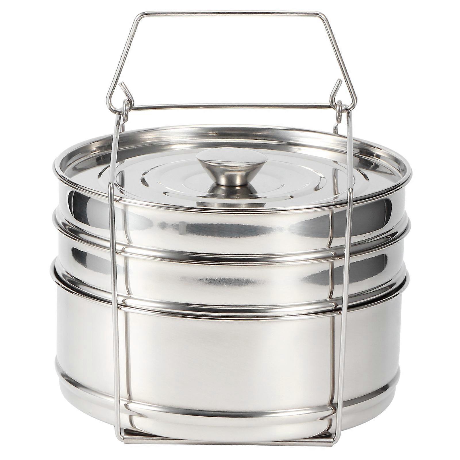 Stackable 3-Tier Stainless Steel Steamer Pot Set 47x19cm Silver