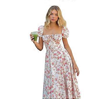 Hot Summer Sexy Personality Short Sleeve Drawstring High Slit Dress