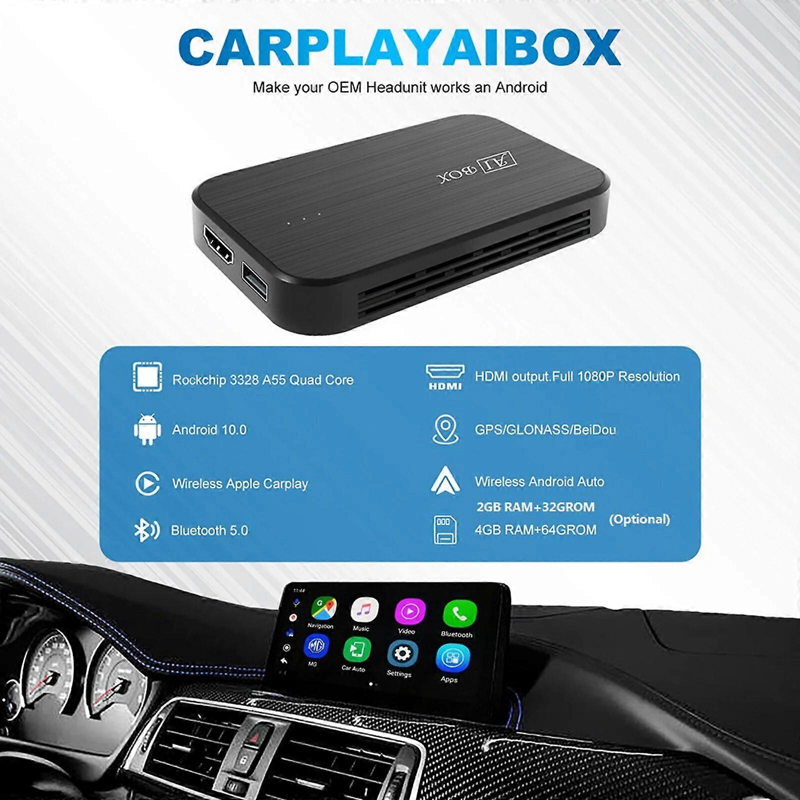 CarPlay Ai Box 32G 64G Optionale Unterstützung Wireless CarPlay to Wireless Android Auto Multimedia Player Support YouTube, Netflix usw. FN9U3664