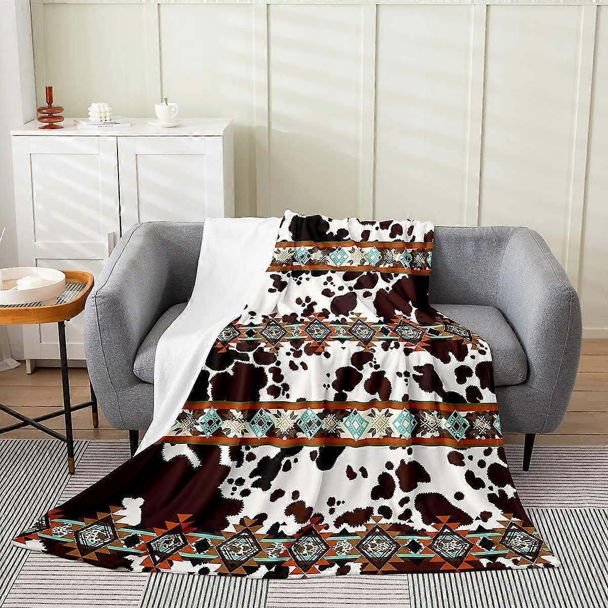 بطانية الصوف من جلد البقر أسود أبيض بطانية بقرة مرتفعات بطانية غربية رمي بطانية طفل 30x40 بوصة بطانية الفانيلا الأزتيكية الغريبة مزرعة البرية