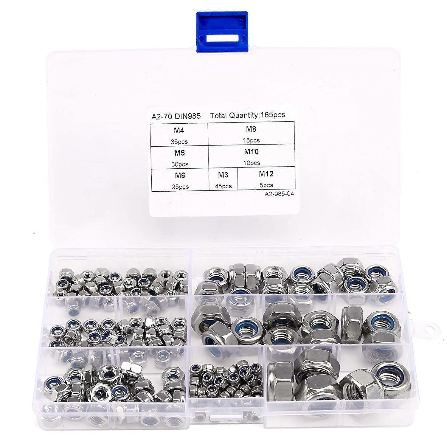 140 pièces m3 m4 m5 m6 m8 m10 m12 kit d'assortiment noix crou hexagonale -304