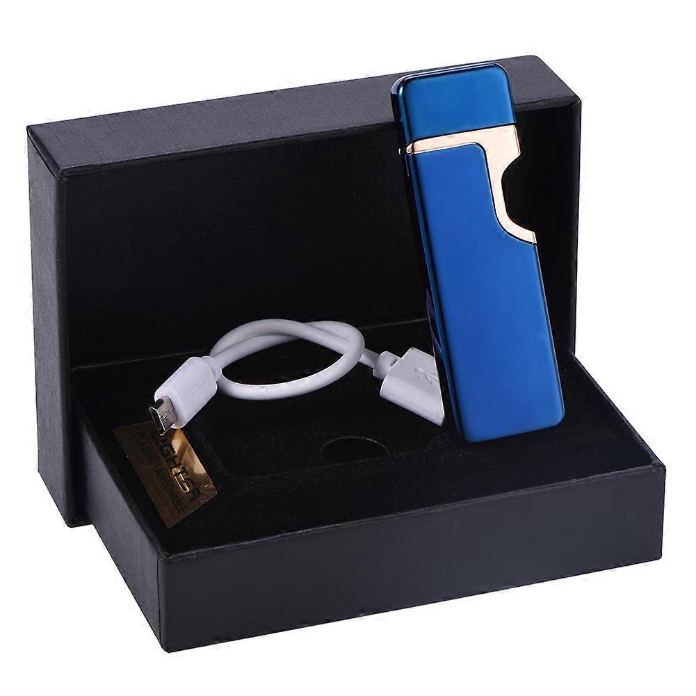 Ultra-Thin Electric USB Rechargeable Fingerprint Touch Sensor Cigarette Lighter (Blue)