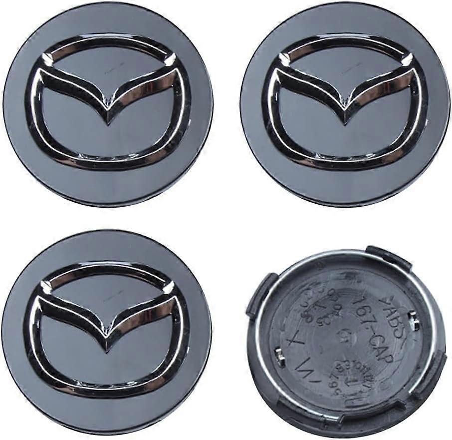 4PCS Wheel Center Caps for Mazda, 56mm/2.2" Car Wheel Hub Caps ABS Rim Center Hub Cover (Black)