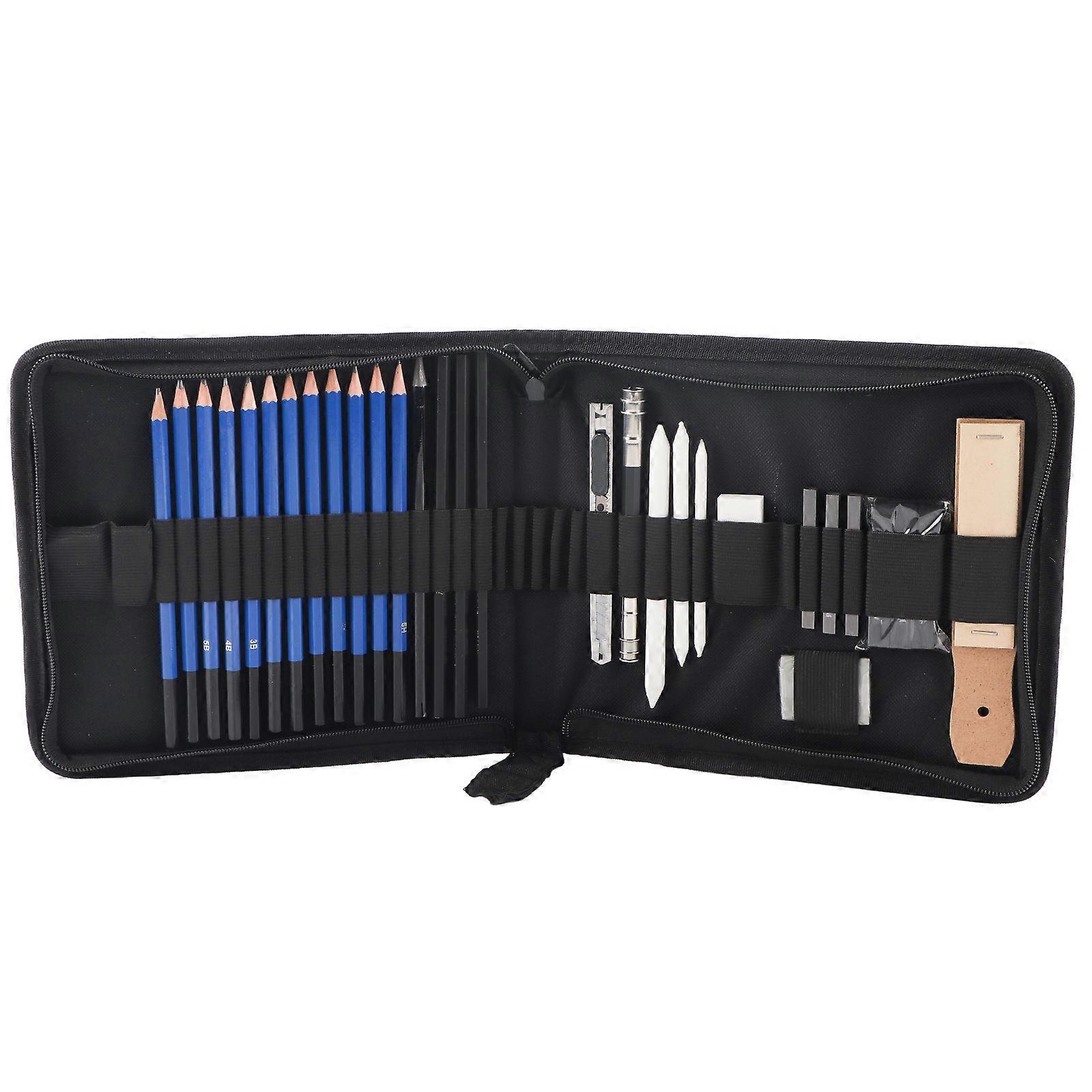 33pcs H&B Sketching Pencils Drawing and Sketch Kit Set with Erasers Charcoal Stick Sharpener