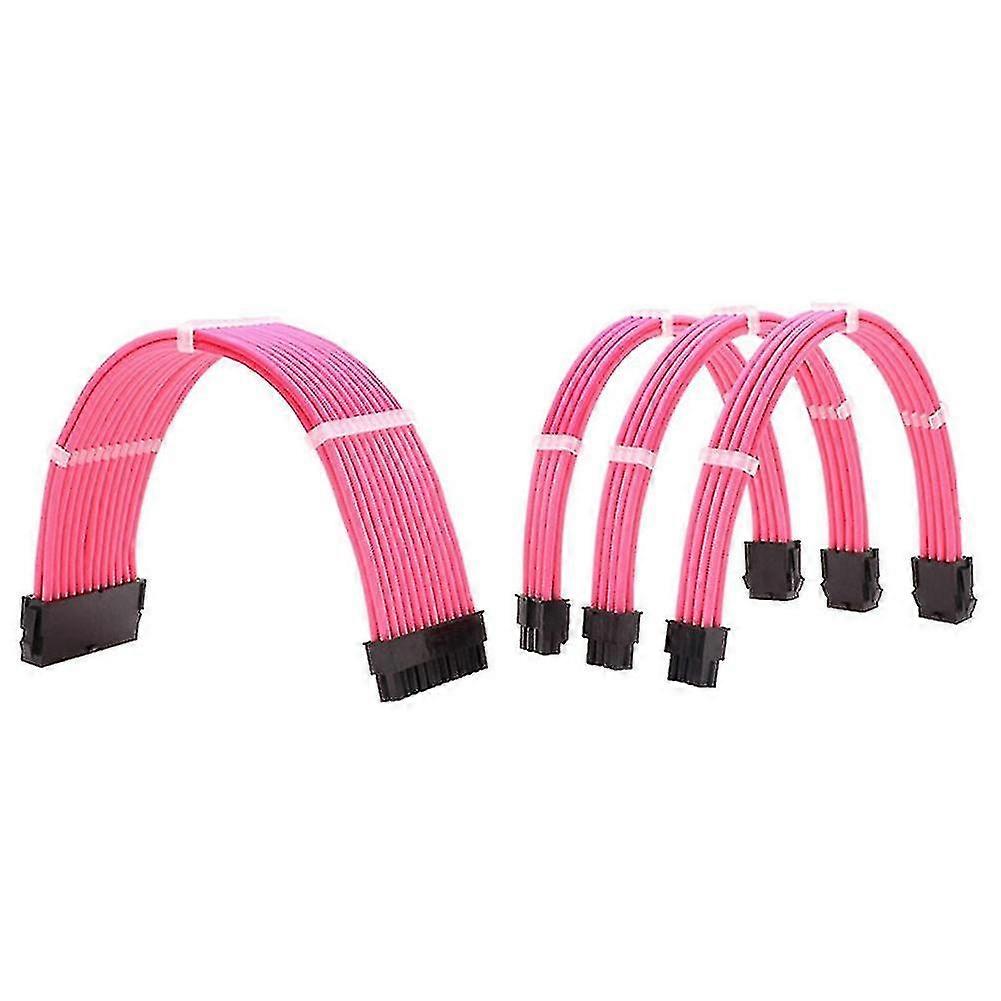 1set Psu Extension Cable Kit, 30cm Atx24pin Pci-e8pin Cpu8pin Power Supply Sleeved Wire With Combs