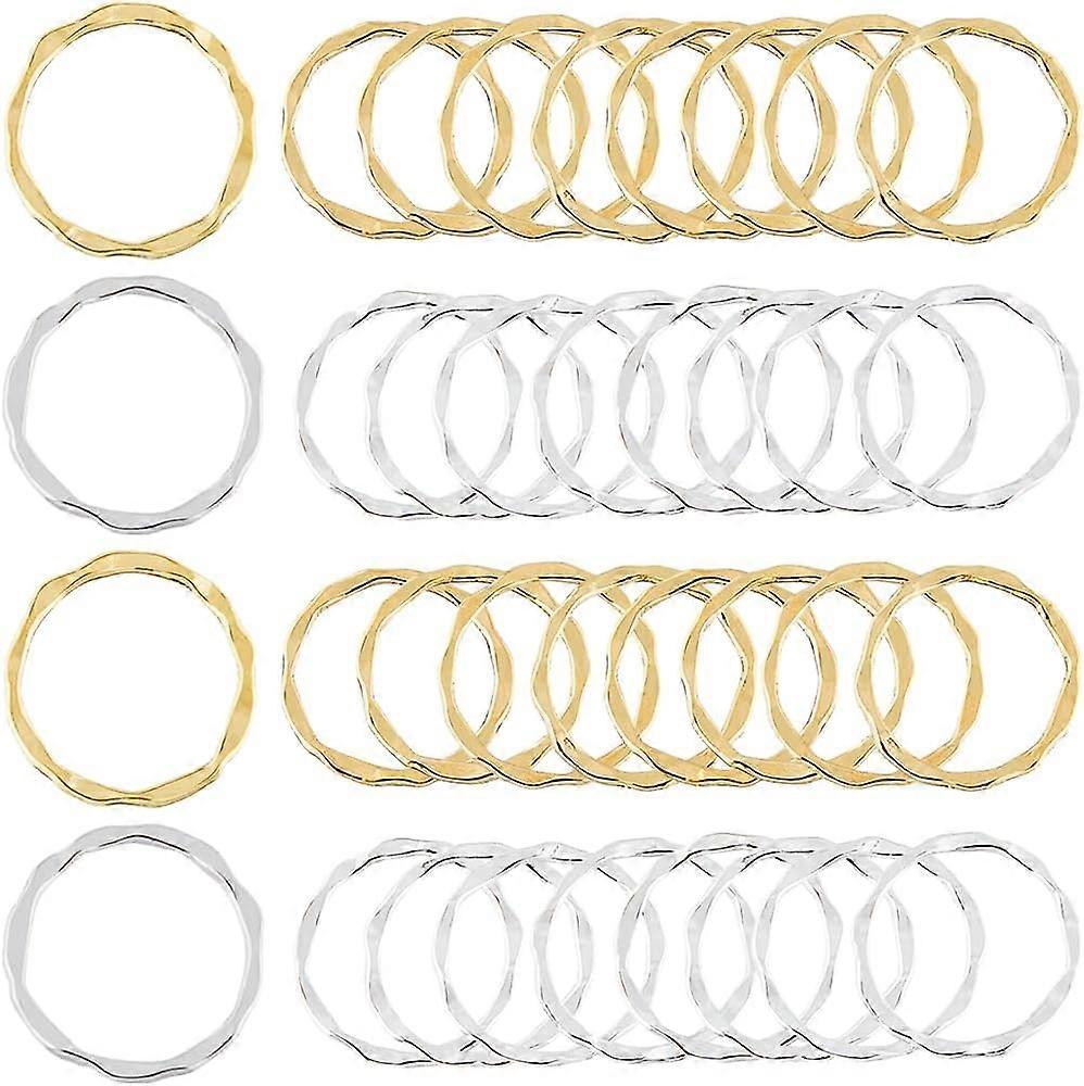 1 Box 100Pcs Bezel Charms Alloy Linking Rings Circle Frames Hollow Textured Charms Golden Silver Links Charm Connectors Open Back Bezels Round Pendant