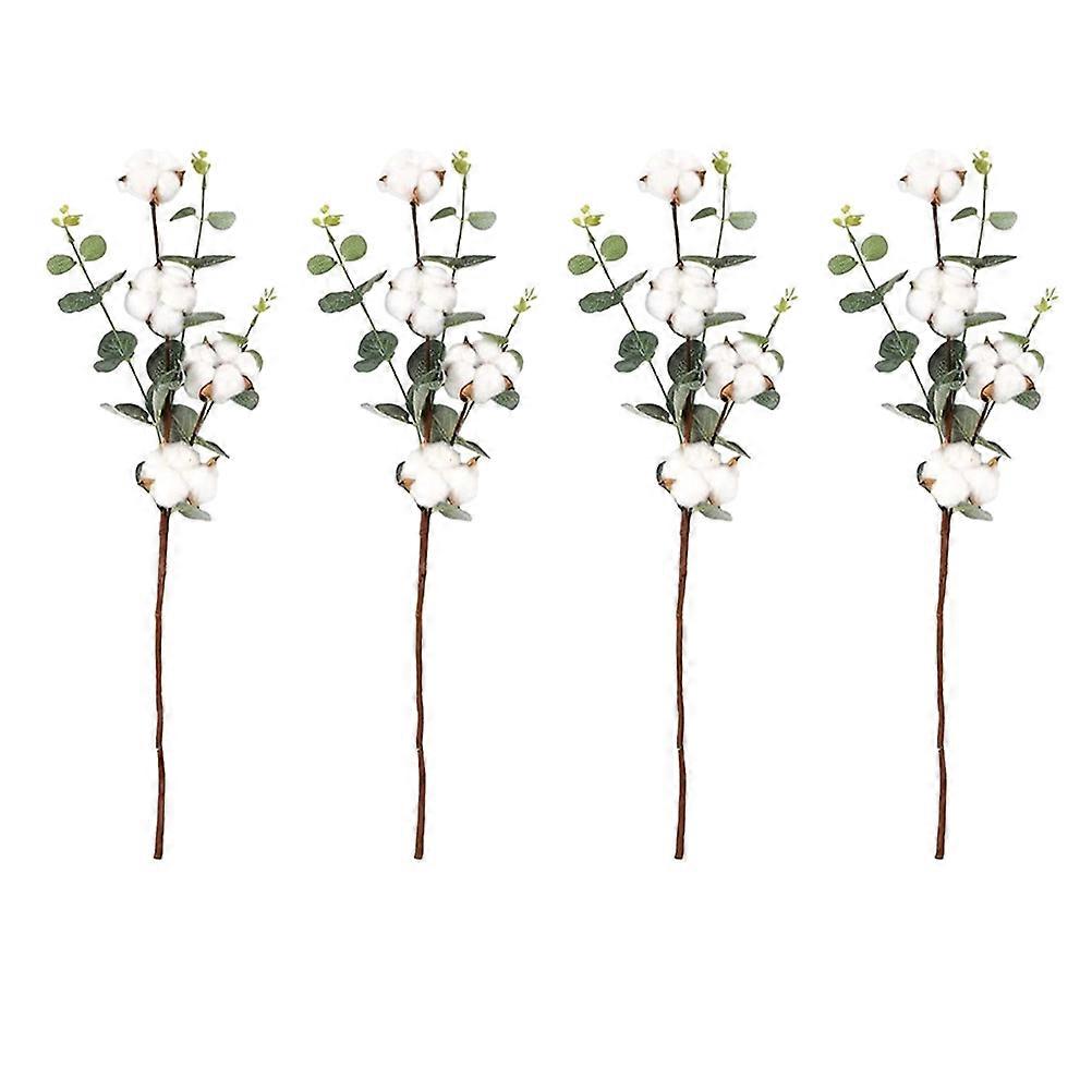 4 Adet Yapay Bitkiler Suni Pamuk Çiçek Aranjman Bitkileri Ev Dekorları