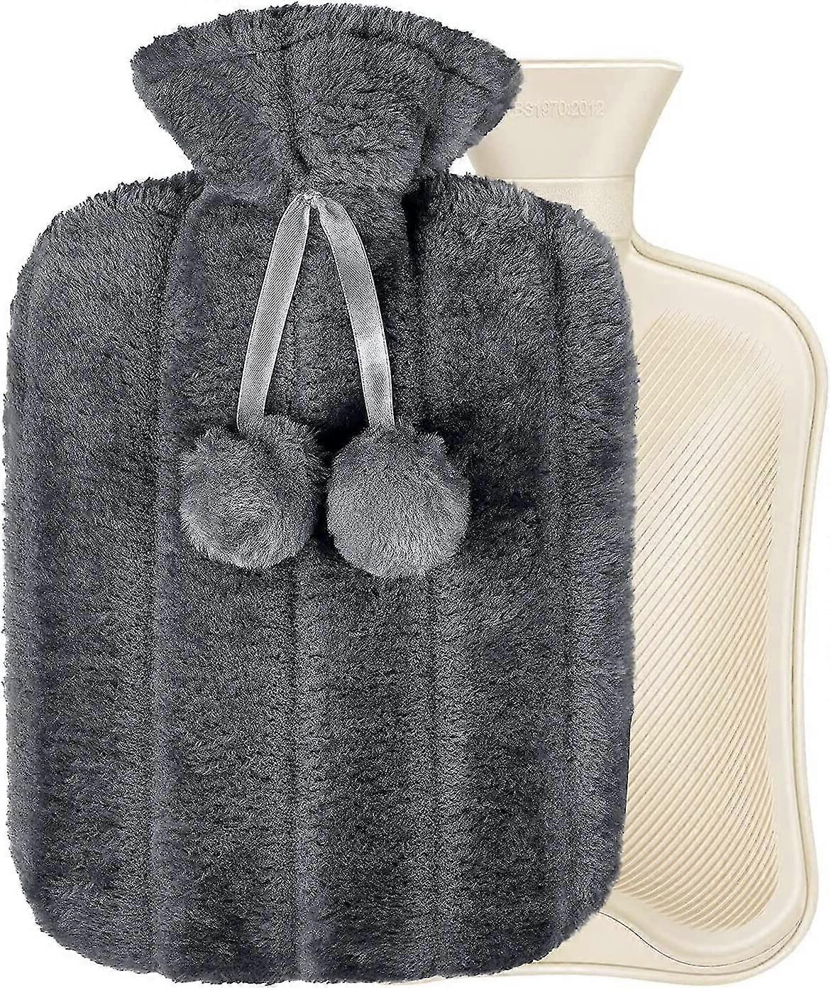 زجاجة ماء ساخن مع غطاء كيس ماء ساخن فاخر ناعم رقيق غطاء 2 لتر بريميوم