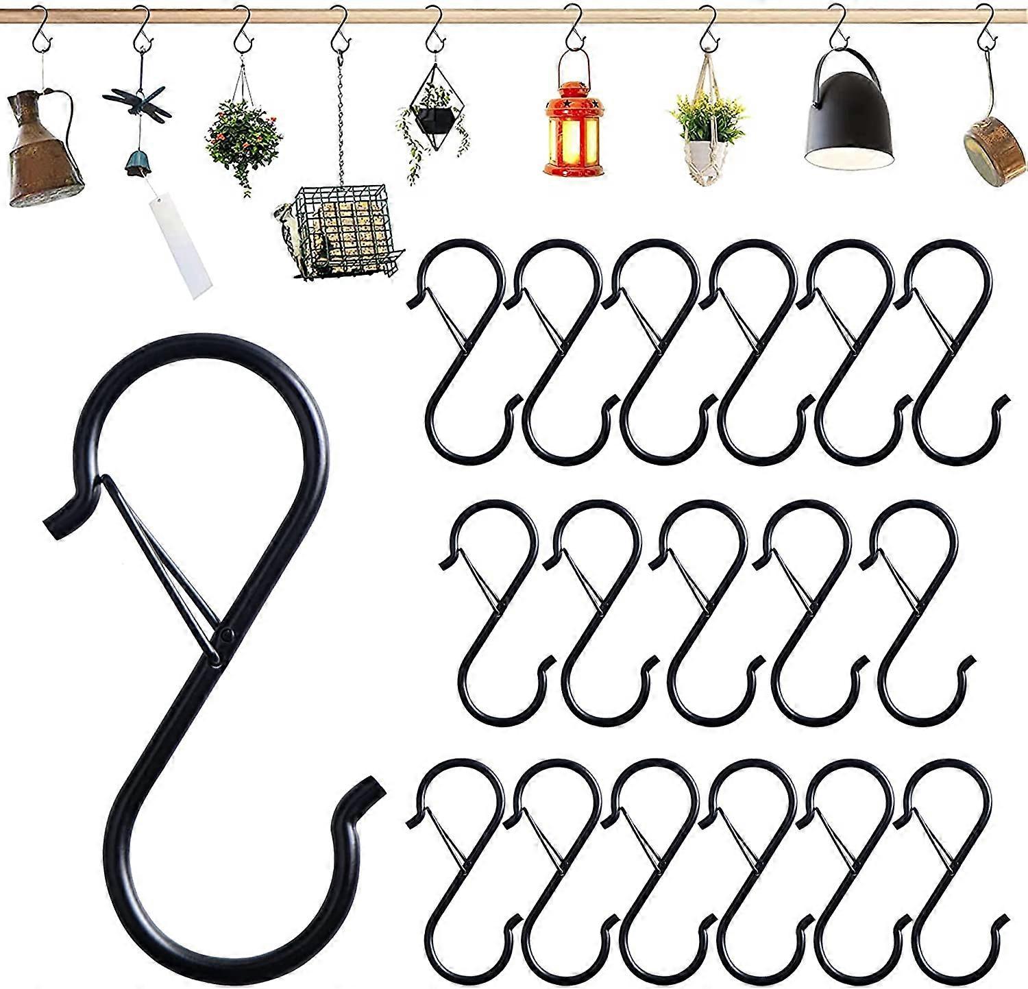 S Hanging Hooks with Safety Buckle Design for Plants Lights Clothes Hat Mug Towel Cups Spatula Can Opener Utility Buckles