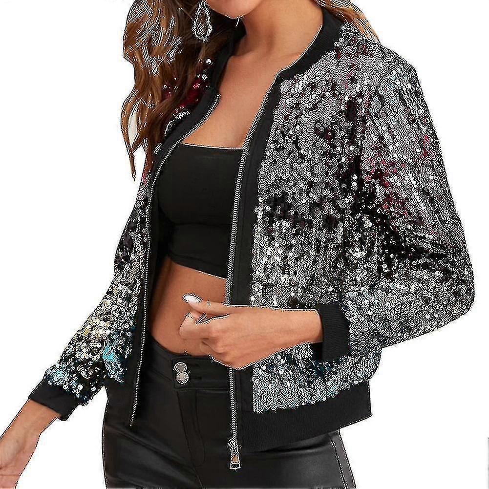 Women's Sequin Panel Multicolor Metallic Style Jacket
