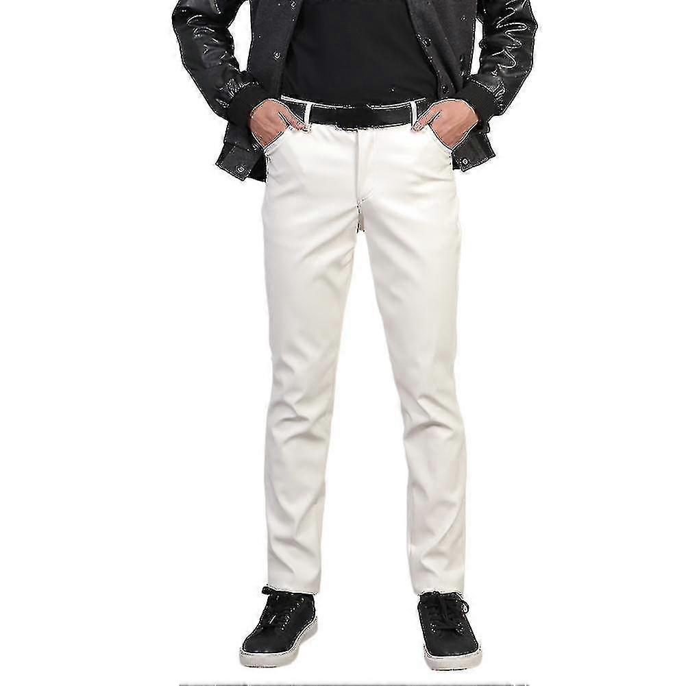 Men"s Stretch Tight Faux Leather Pants