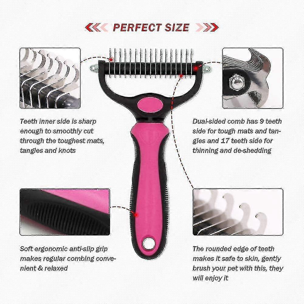 Pet Grooming Tool- 2 Sided Undercoat Rake