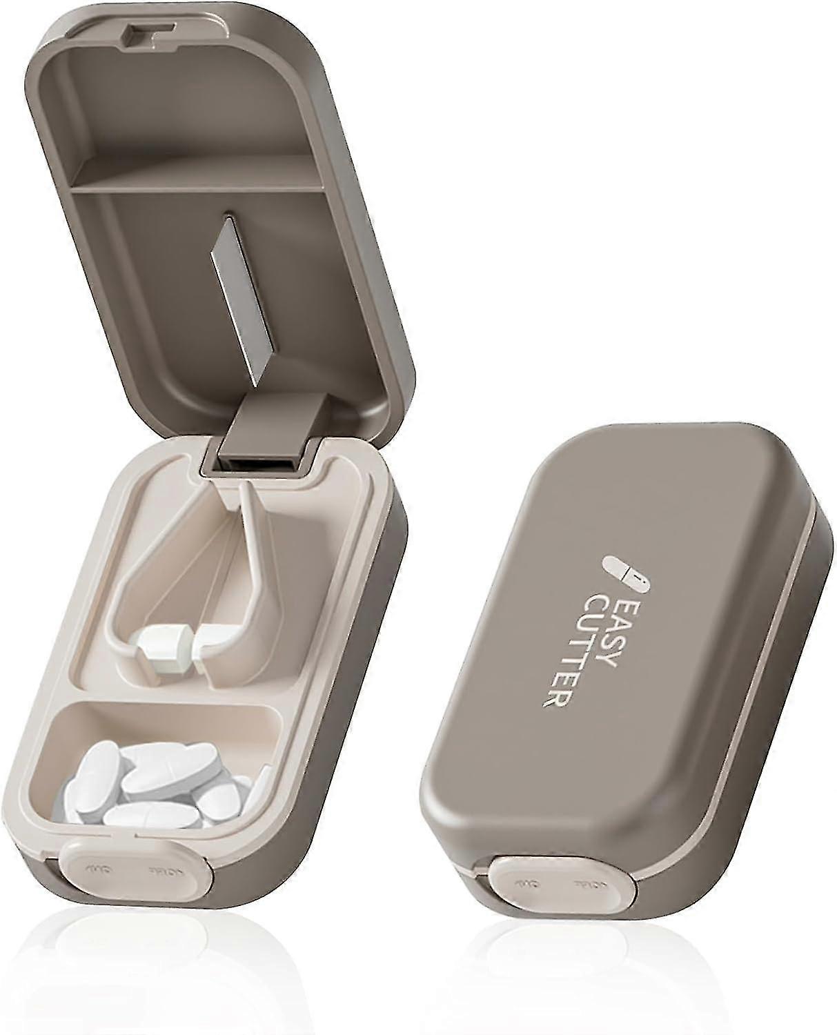 SDIGV Small Pill Cutter,Pill Cutter Splitter for Small and Tiny Pills,Pill Splitter with Safety Lock,Easy Open Close,Professional (White Orange)
