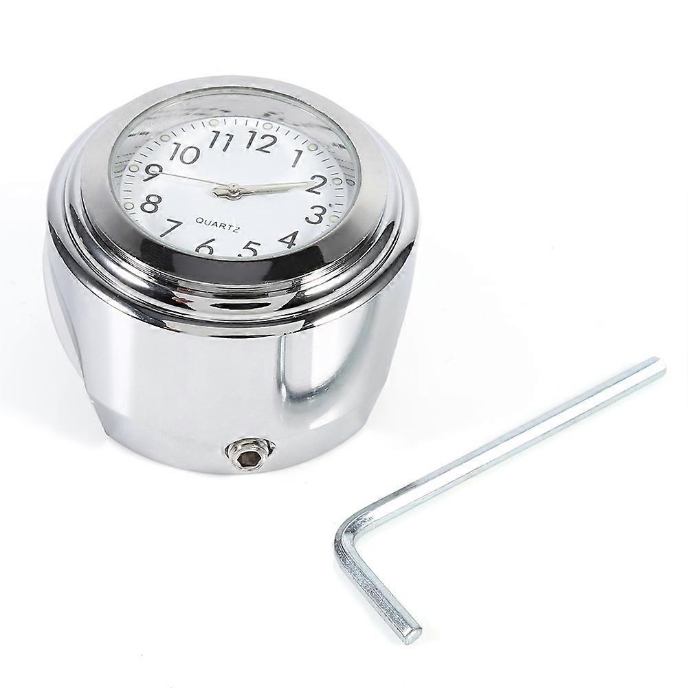 7/8" 1" Motorcycle Handlebar Mount Watch Precise Time Keeping Dial Clock White