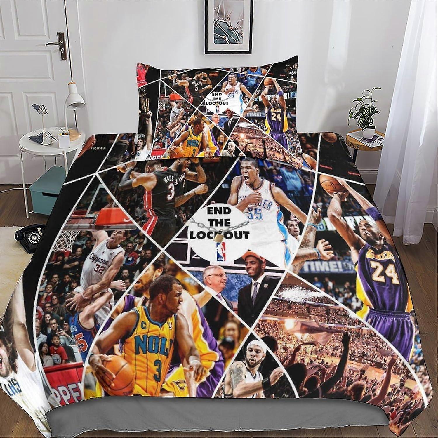 Michael Jordan 3D NBA Copripiumino Set di biancheria da letto in microfibra con chiusura a cerniera per ragazze, ragazzi e adolescenti e federa 3p'c