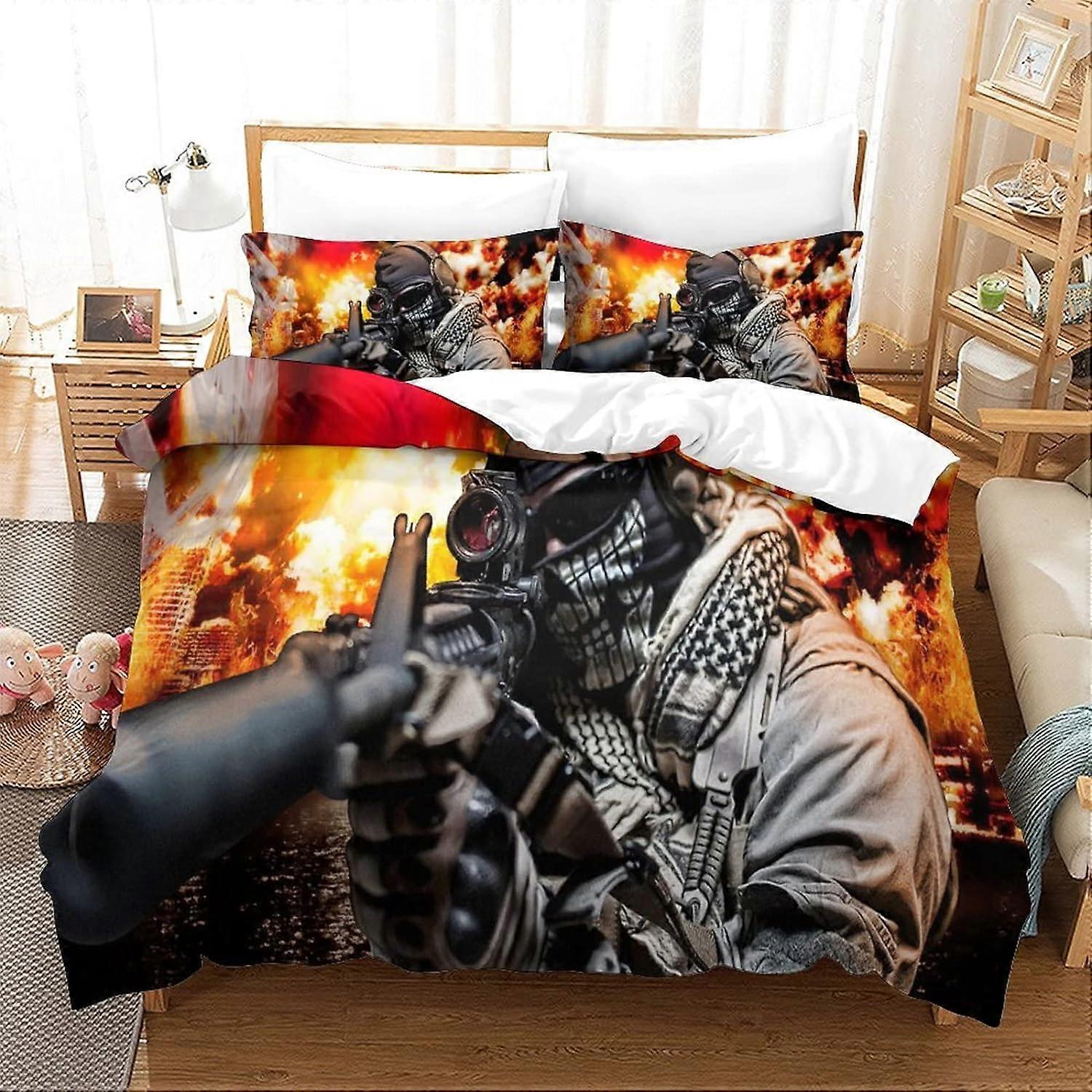Call of Duty Bettbezugs-Sets D Bettwäsche-Set Weiche und bequeme Mikrofaser atmungsaktiv mit Reißverschluss