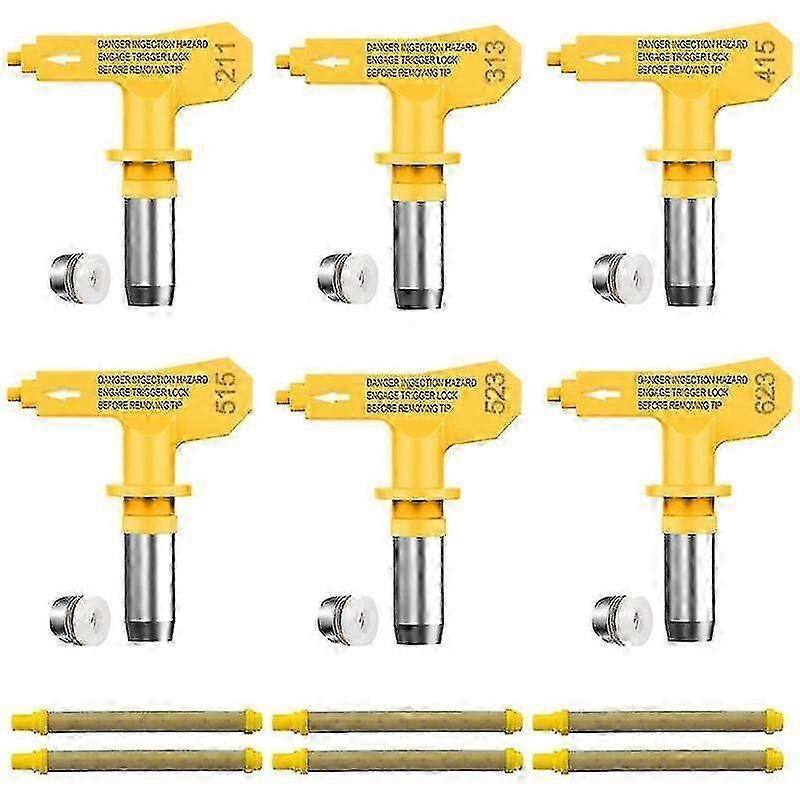 6Pieces Reversible Airless Paint Sprayer Nozzle Tips and 6Pieces Airless Filter Replace for Airless