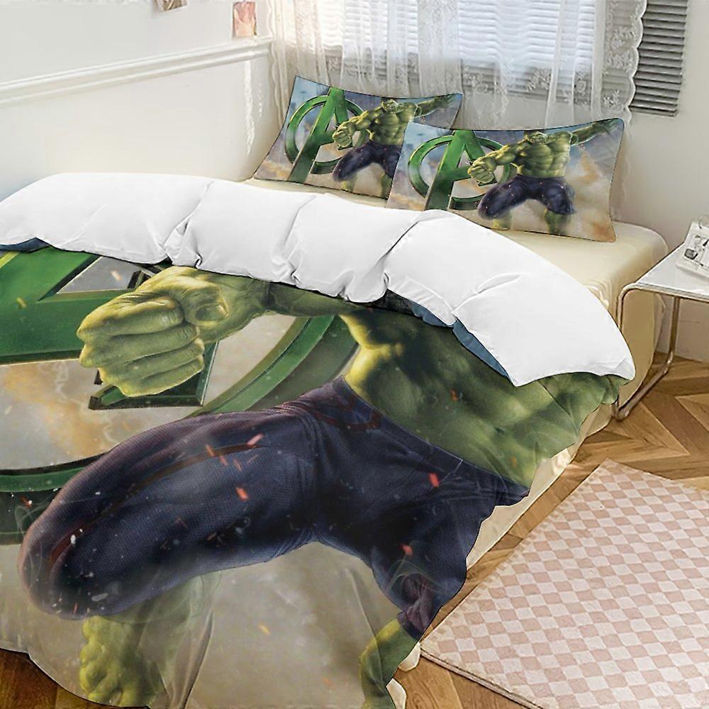 c39 Hulk Bedding Comforter Sets, 3-Piece Bedding Set Soft Warm Bed Set with 1 Duvet Cover And 2 Pillowcases for Bedroom All Season hno39