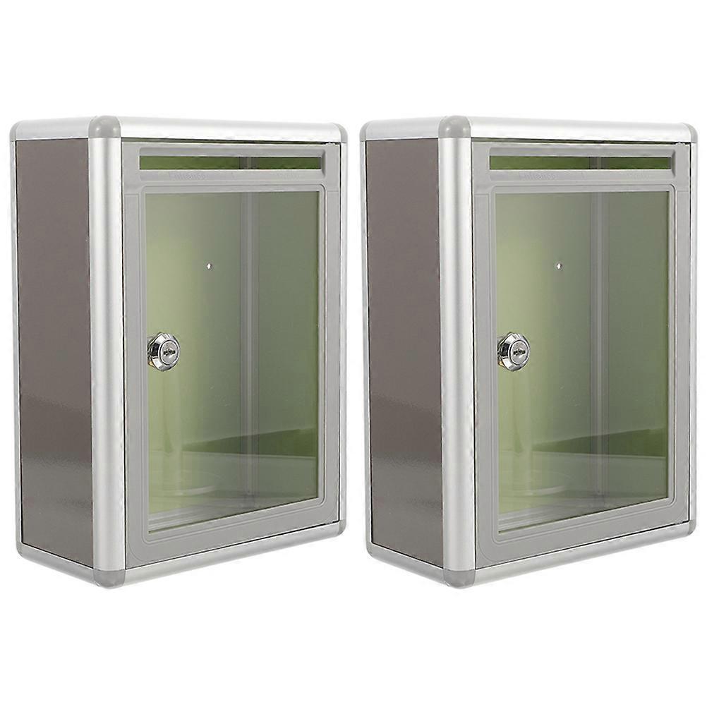 2pcs Wall Mount Postboxes Metal Mail Box Wall Mailbox with Lock Clear Letter Box for Office Home