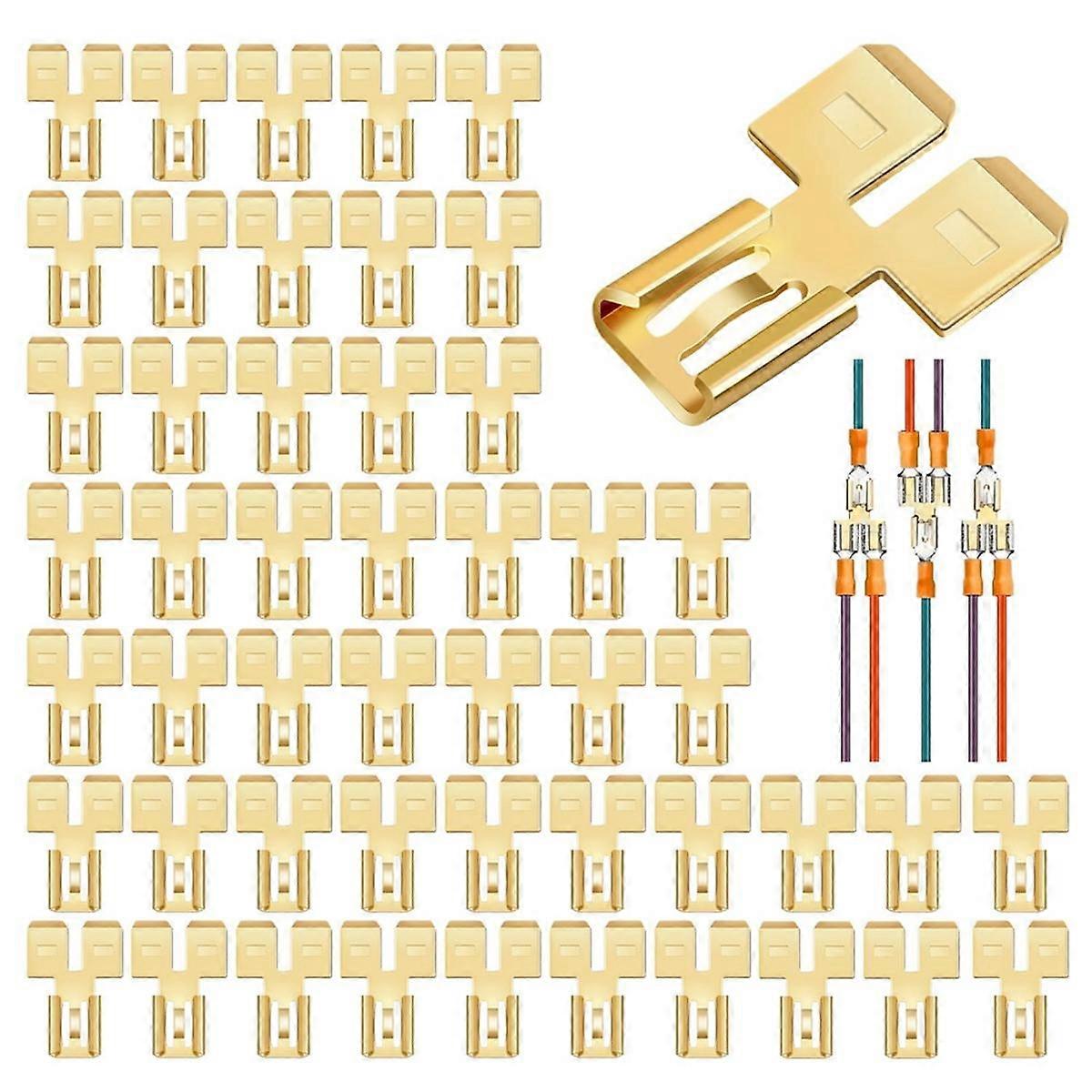 30Pcs Double Back Spade Connector Quick Disconnect Electrical Two-Way Wire Terminal Adapter Non-Ins