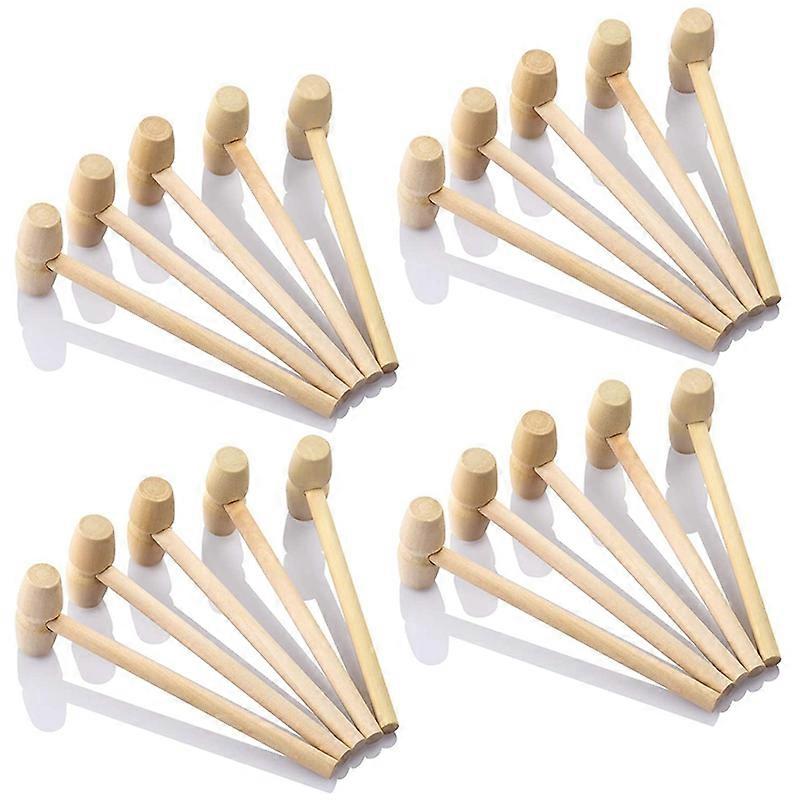 20Pcs Wood Hammers, Wooden Hammer for Chocolate, Multi- Solid Natural Mini Wooden Hammer for Seafoo