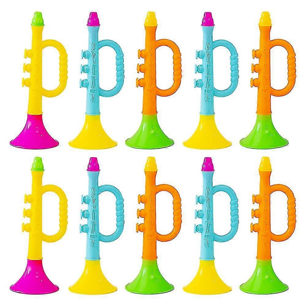 10pcs Practical Simulation Music Trumpet Model Music Toy Trumpet (random Color)