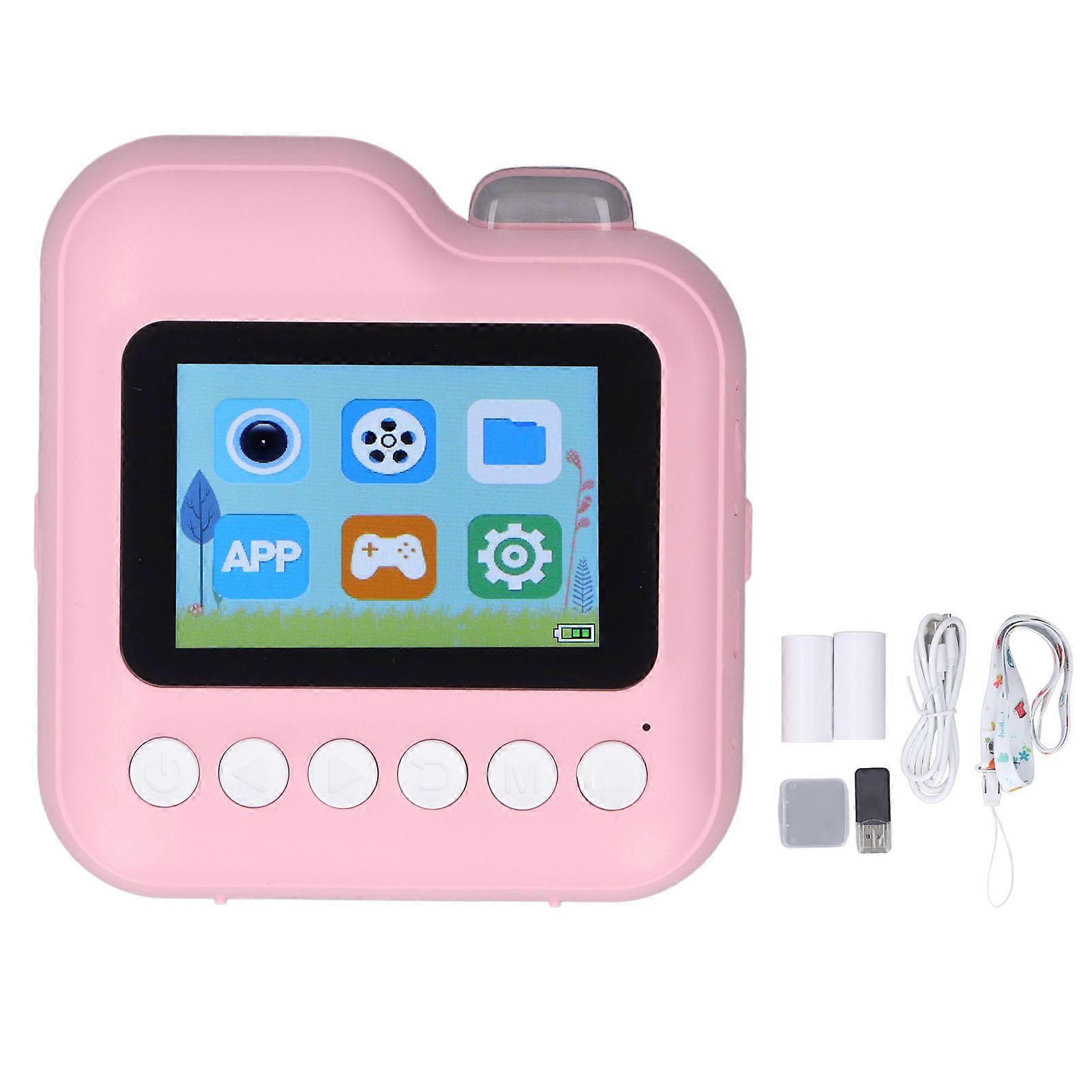 Printer Camera Real Time Photo Printing High Definition Portable Kids Digital Camera for Outdoor Travel Pink