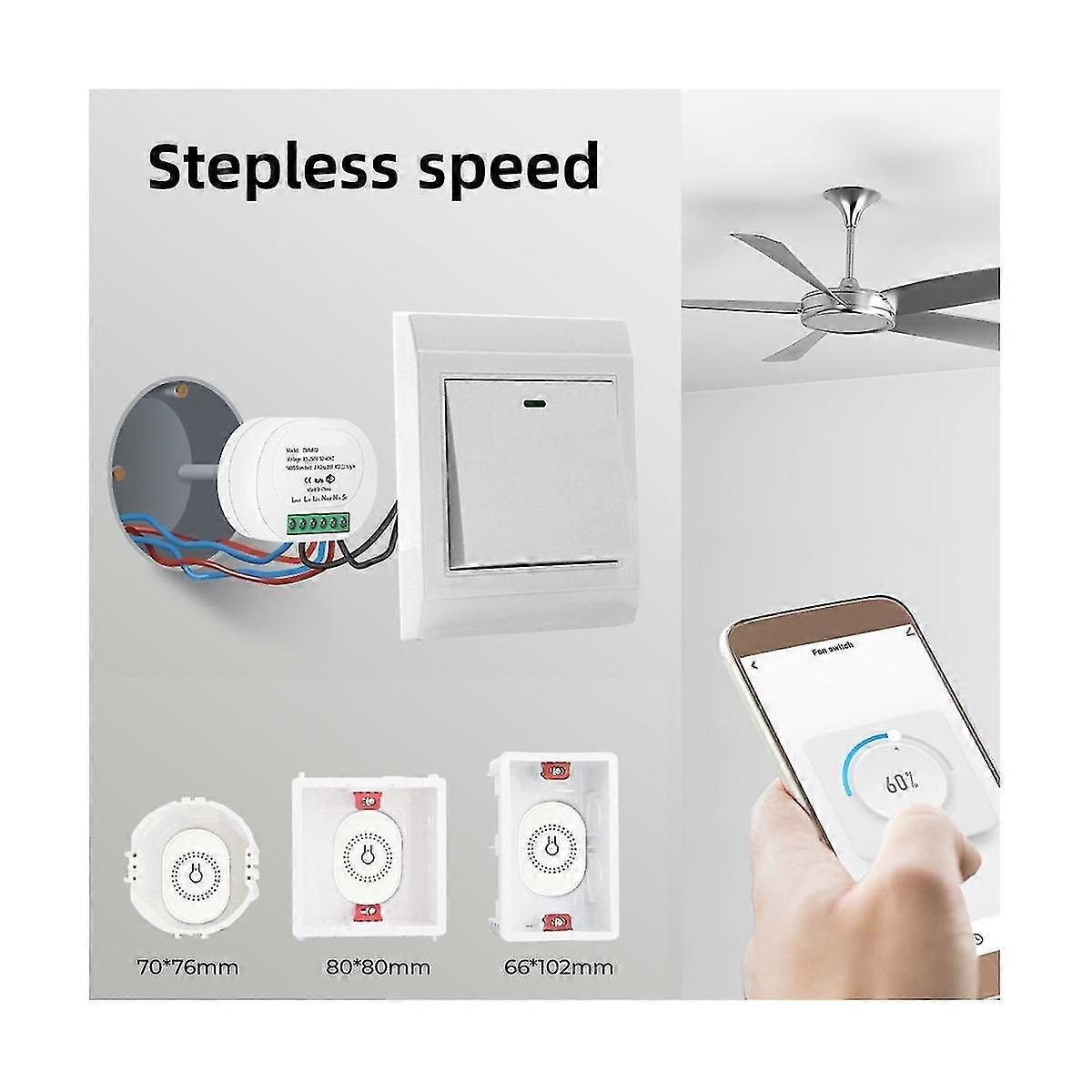 Tuya Smart WiFi Fan Ceiling Fan Switch Module Dual-Mode Reset Voice for Google Home White yuante