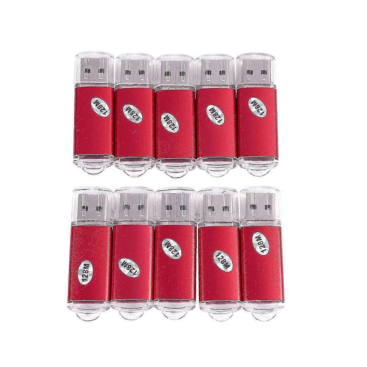 10pcs Usb Flash Drive 128 Mb Key Chain Flash Memory Drive U-disk For Win 8 Pc , Red
