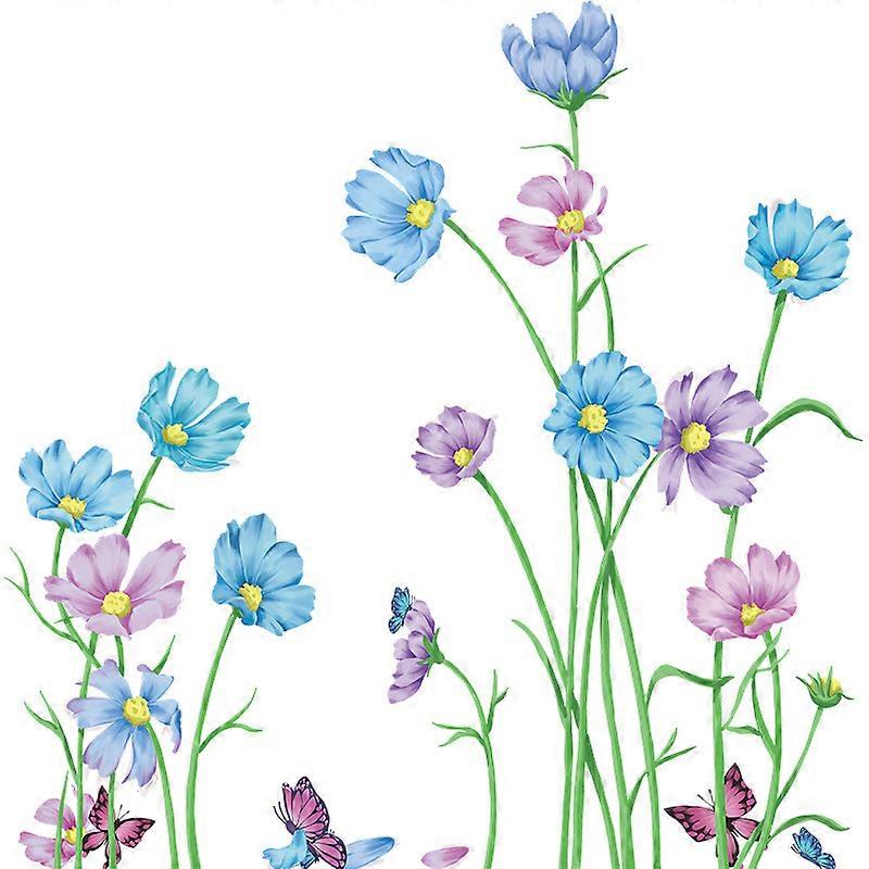 1pc Blue Purple Flower Wall Stickers