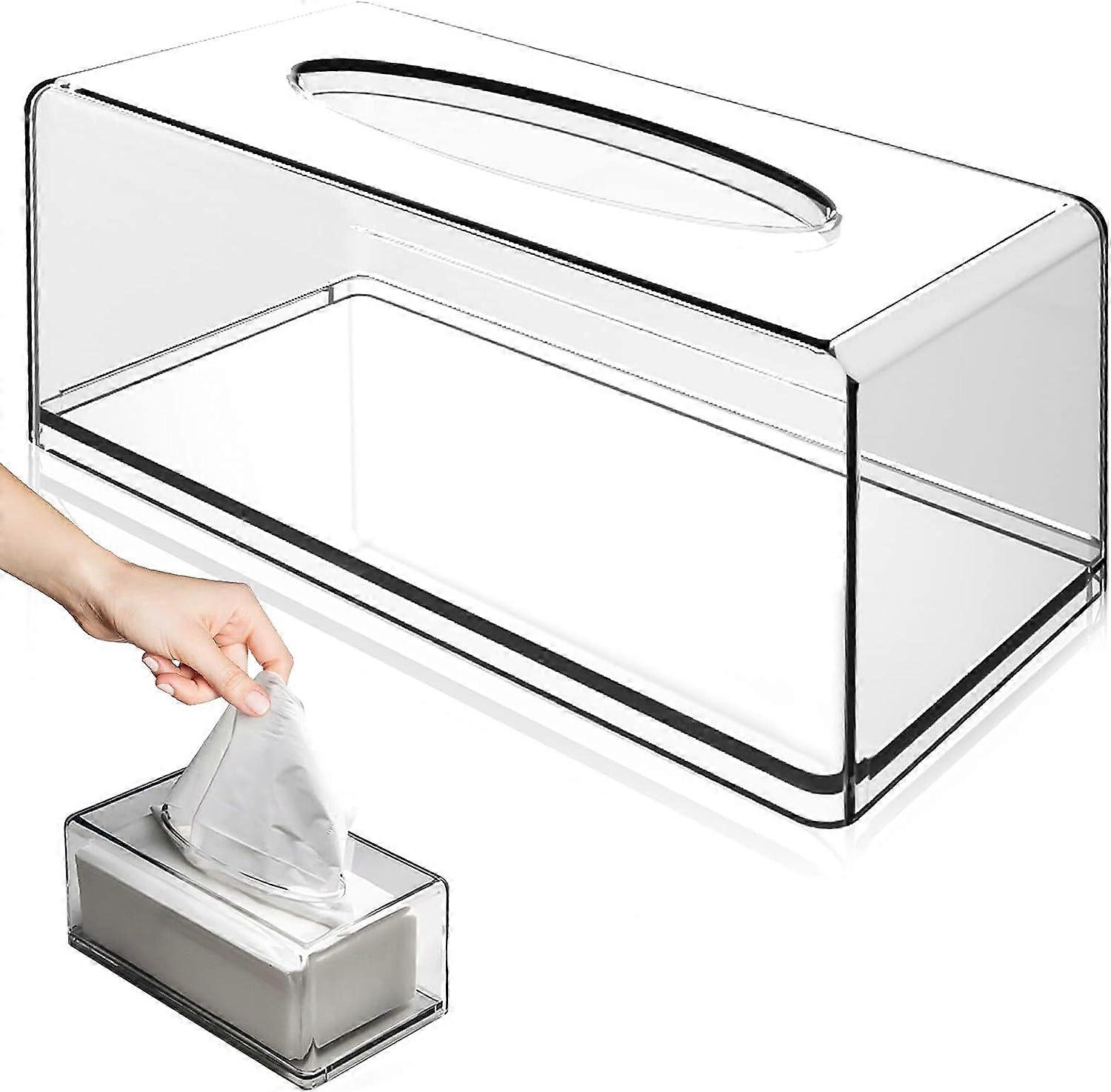 Acrylic Tissue Box: 22129cm Rectangular Tissue Box, Rectangular Clear Acrylic Tissue Box for Car,Hotel,Bedroom,Office (Transparent)