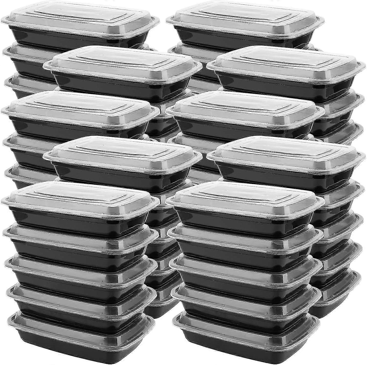 50 Pack Meal Prep Containers 1 Compartment, Bpa Free Reusable Food Prep Containers With Lids Lunch Boxes 650ml