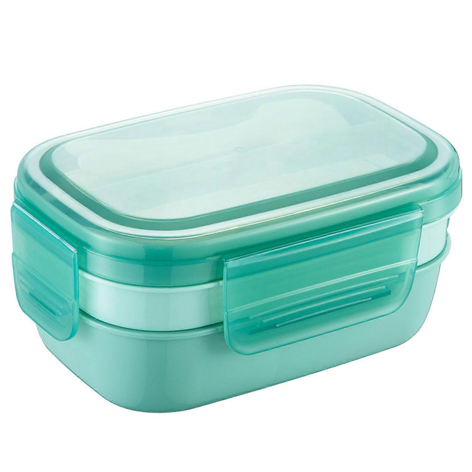 Leak-proof lunch box with compartments, light green