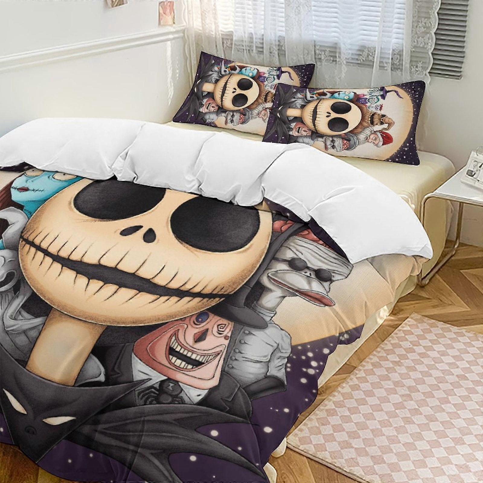 v7489 Lakan Sängkläder Purple Moon The Nightmare Before Christmas Täcke Set Soft 3 st Twin sängkläder tjocknar för hela säsongen, 1 täcke 2