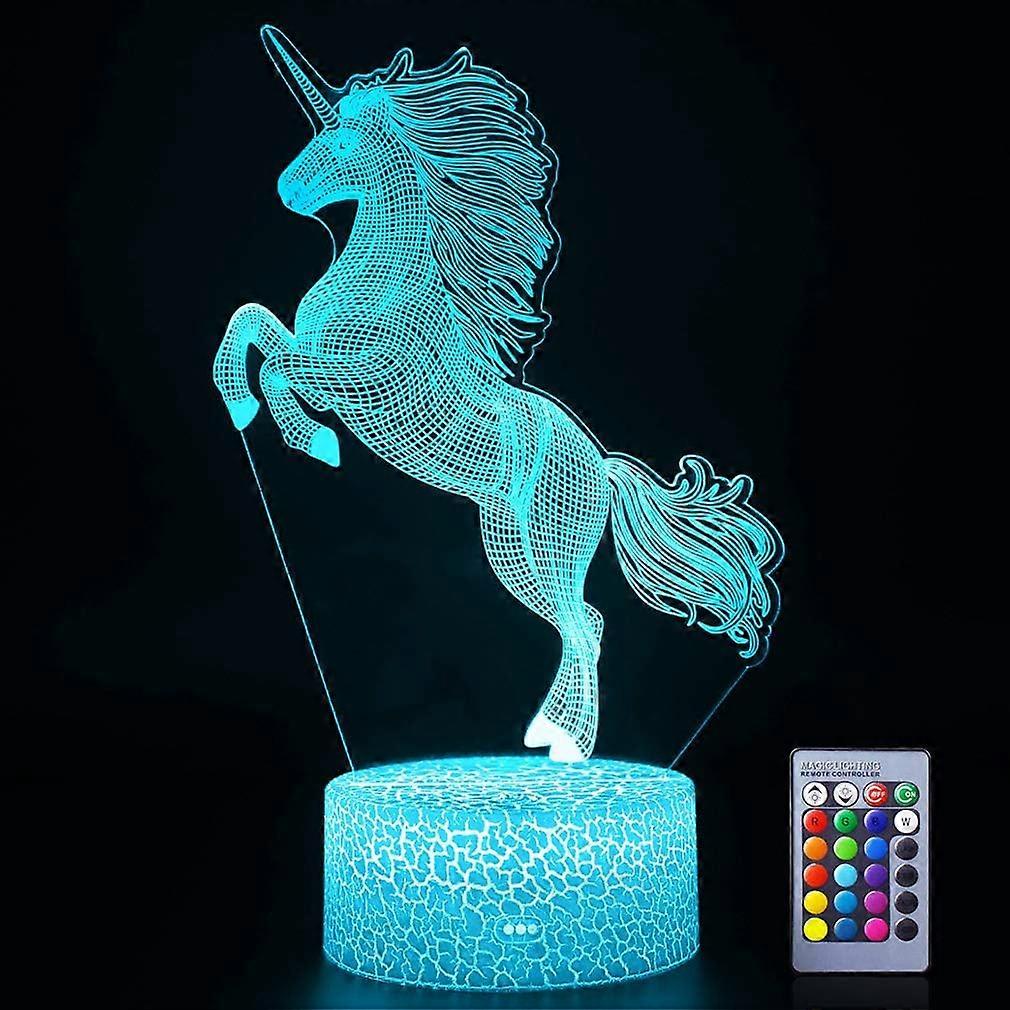 3D يونيكورن أضواء ليلية 16 لون LED مصابيح الوهم البصري ضوء مع لمسة ذكية وجهاز تحكم عن بعد عيد ميلاد عيد ميلاد حفلة هدايا للفتيات أطفال المنزل دي
