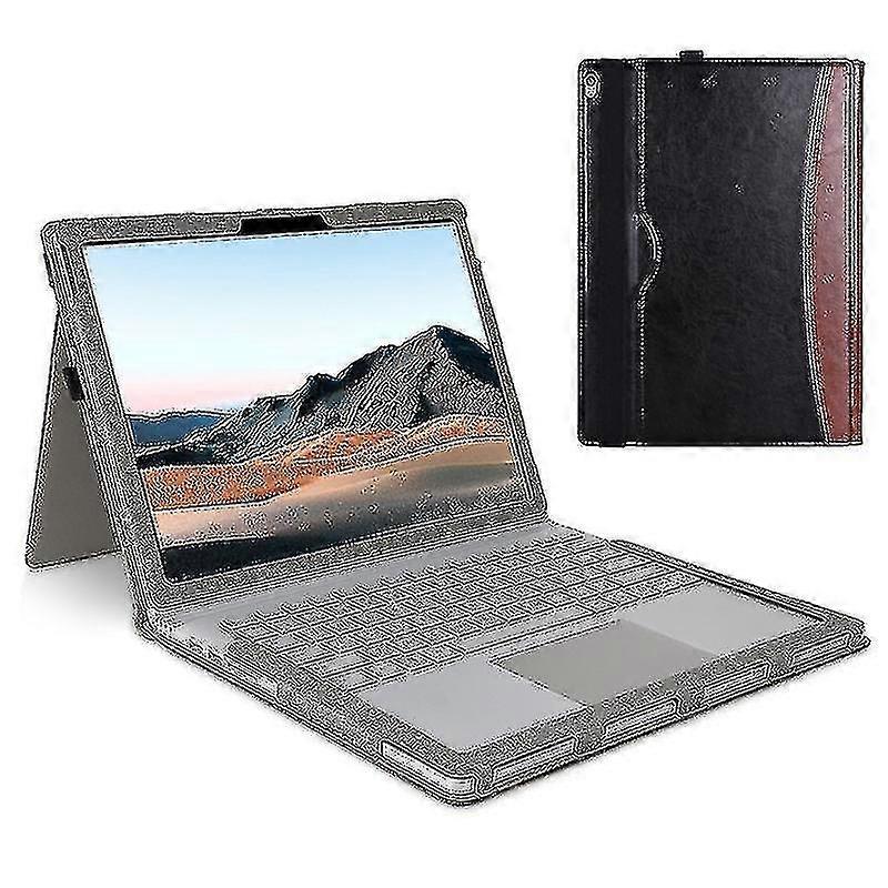 Para Microsoft Surface Book 1 / 2 / 3 13,5 polegadas Business Leather Case Shockproof Carry Case com suporte destacável
