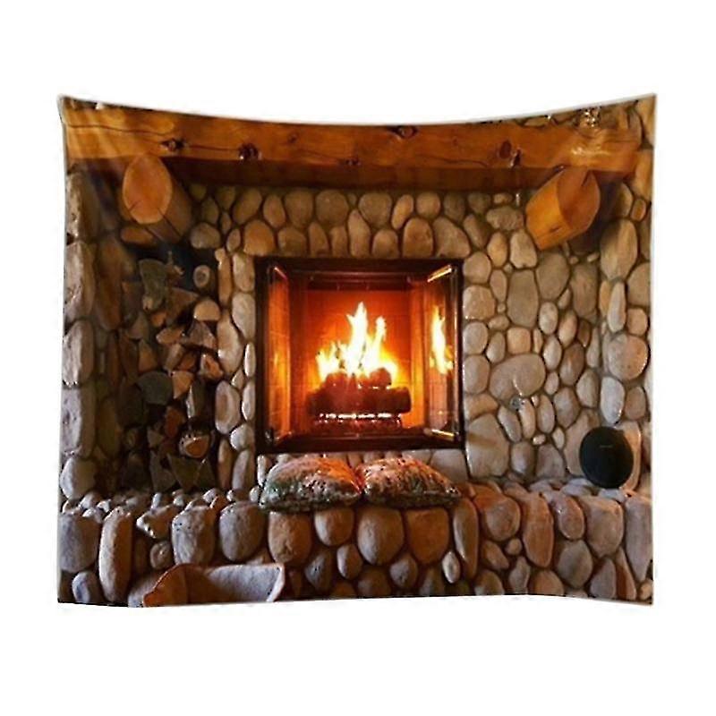 Stone Fireplace Pattern Wall Art Hanging Tapestry Room Bedspread Blanket Decor  xi