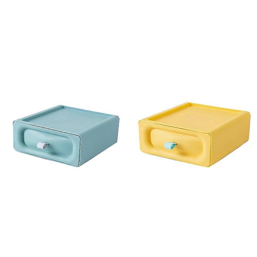 2PCS Home Desktop Storage Box, Bedside Storage Drawer, Stackable Storage Box To Organize Small Draw