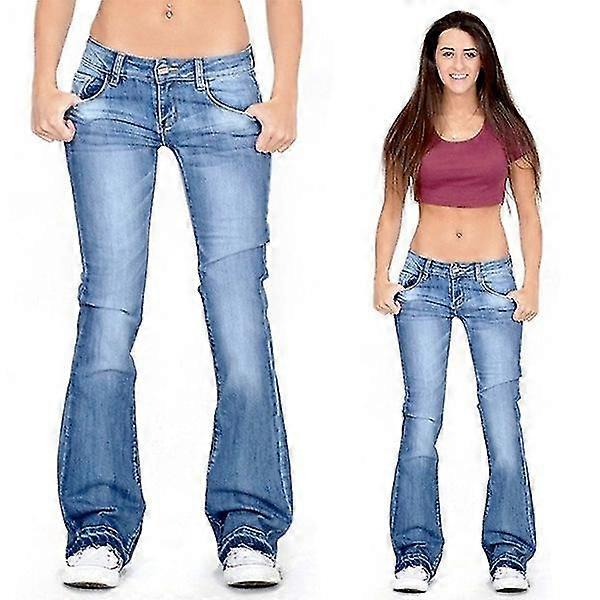 Jean slim taille moyenne pour femme, simple, moulant, extensible, à pompons, style trompette, pour la maison, l'extérieur, les fêtes