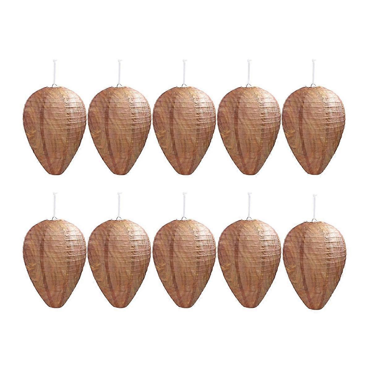 10 Pack Paper Wasp Nest Decoy Hanging Wasp Deterrent Nest Repellent for Wasps Hornets Yellow Jackets