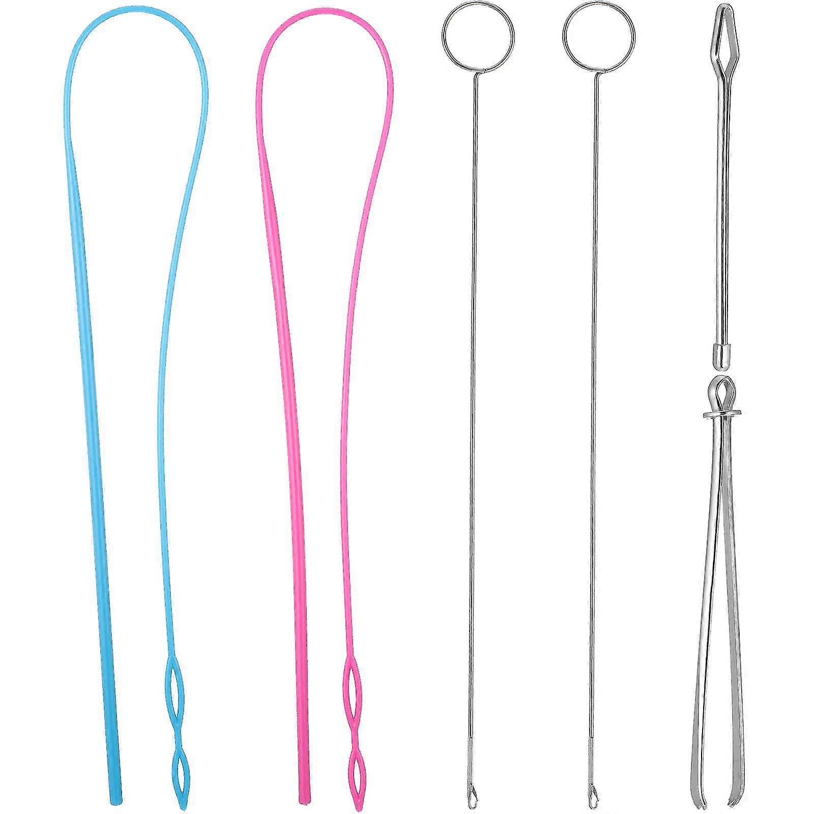 6 Pieces Sewing Loop Kit, Loop Turner Hook Flexible Drawstring Threader Metal Tweezers Long Loop Tu