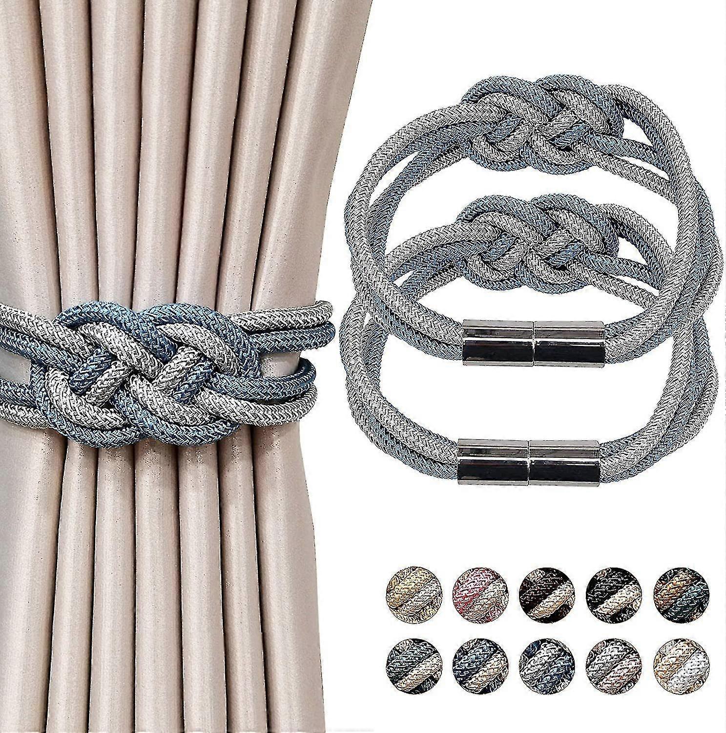 Forside 2-Pak Magnetisk Gardin Bindebånd, Beige + Guld