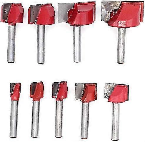 9pcs 6mm Shank Face Milling Carpentry End Mill Double Edge Wood Bottom Cleaning Router Bits Cutting Dia 10/13/16/18/20/22/25/30/32mm