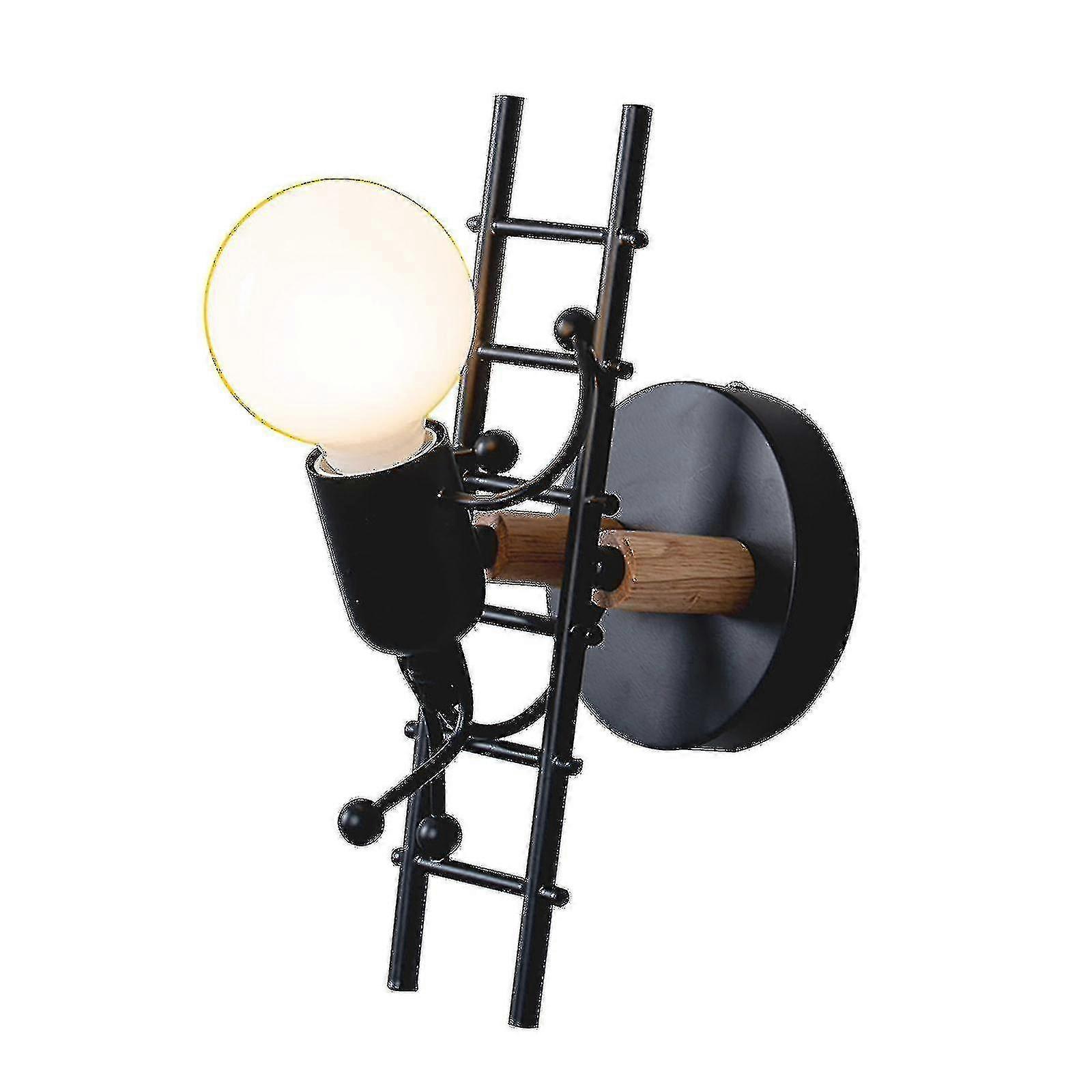 Personalità Little Man Stair Climbing Light Camera da letto lampada da parete (nero)